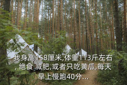 我身高158厘米,體重113斤左右, 絕食 減肥,或者只吃黃瓜,每天早上慢跑40分...