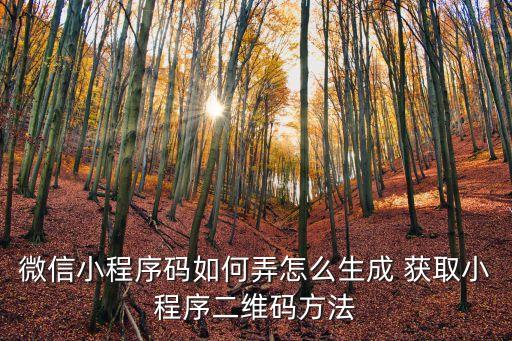 微信小程序碼如何弄怎么生成 獲取小程序二維碼方法