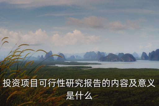 投資項目可行性研究報告的內容及意義是什么
