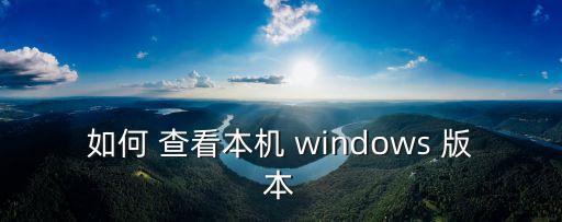 如何 查看本機 windows 版本