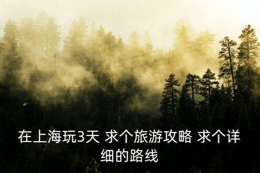 在上海玩3天 求個旅游攻略 求個詳細的路線