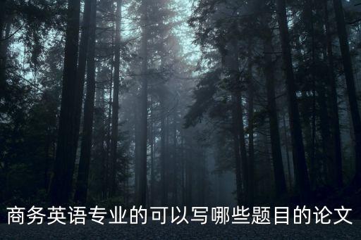 商務英語專業的可以寫哪些題目的論文