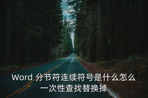 Word 分節符連續符號是什么怎么一次性查找替換掉