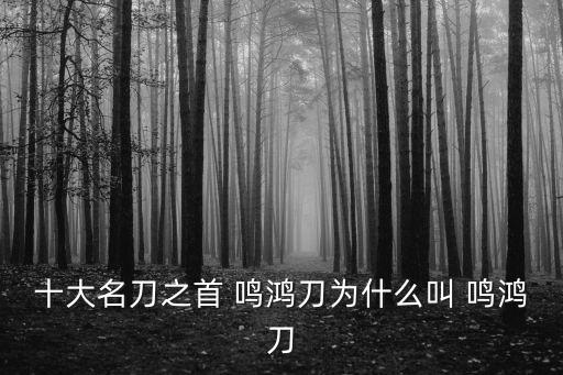 十大名刀之首 鳴鴻刀為什么叫 鳴鴻刀