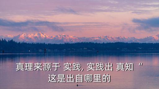 真理來(lái)源于 實(shí)踐, 實(shí)踐出 真知“這是出自哪里的