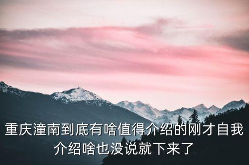 重慶潼南到底有啥值得介紹的剛才自我介紹啥也沒說就下來了