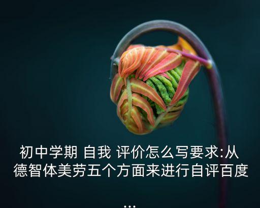 初中學(xué)期 自我 評(píng)價(jià)怎么寫(xiě)要求:從 德智體美勞五個(gè)方面來(lái)進(jìn)行自評(píng)百度...
