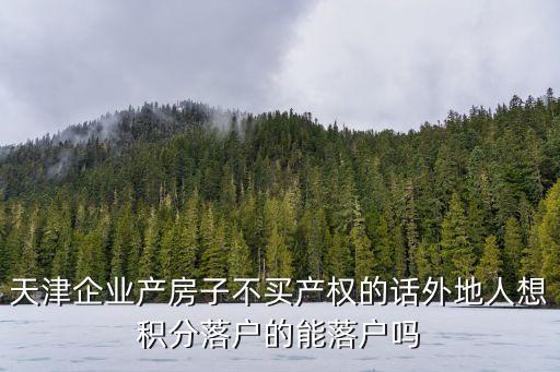 天津企業產房子不買產權的話外地人想積分落戶的能落戶嗎