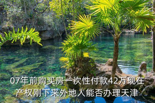 07年前購買房一次性付款42萬現在產權剛下來外地人能否辦理天津