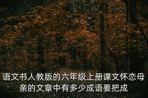 語文書人教版的六年級上冊課文懷戀母親的文章中有多少成語要把成
