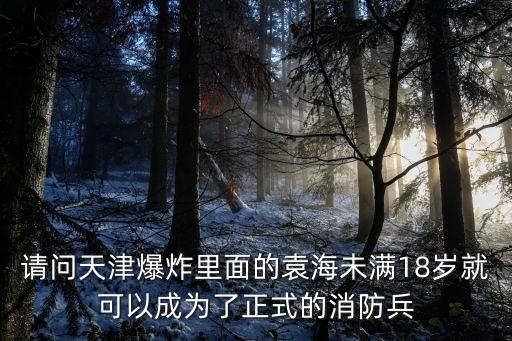 天津市軍人消防員，請問天津爆炸里面的袁海未滿18歲就可以成為了正式的消防兵