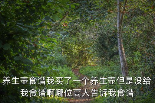 養生壺食譜我買了一個養生壺但是沒給我食譜啊哪位高人告訴我食譜