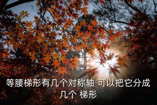 等腰梯形有幾個對稱軸 可以把它分成幾個 梯形