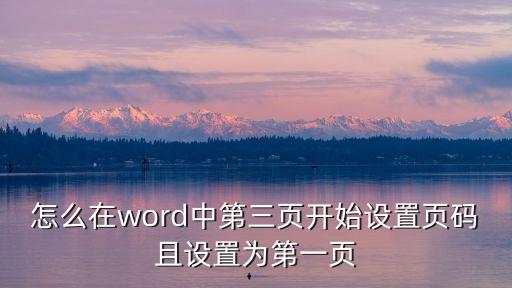 如何從第三頁開始設置頁碼為1，word怎么從第三頁開始設置頁碼1