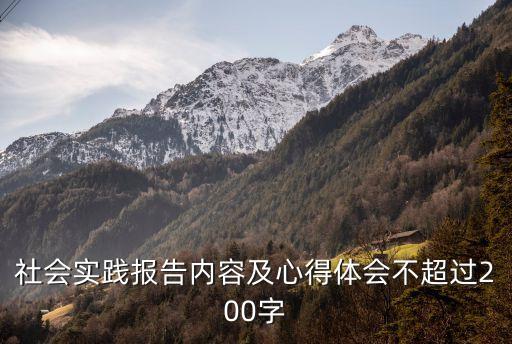 社會實踐報告內容及心得體會不超過200字