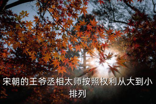 宋朝的王爺丞相太師按照權利從大到小排列