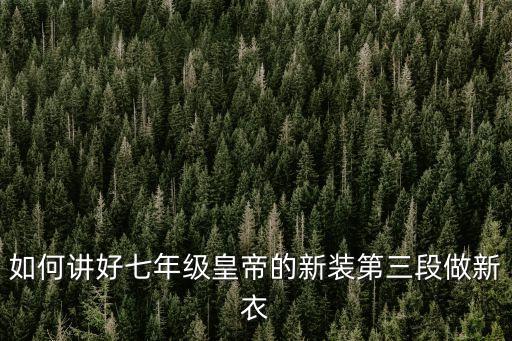 如何講好七年級皇帝的新裝第三段做新衣