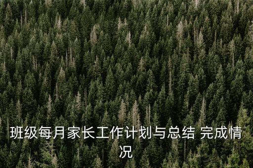 班級(jí)每月家長(zhǎng)工作計(jì)劃與總結(jié) 完成情況