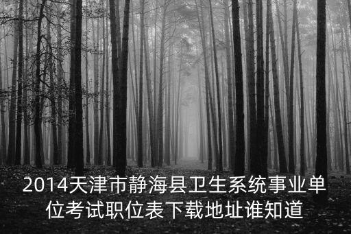 2014天津市靜海縣衛(wèi)生系統(tǒng)事業(yè)單位考試職位表下載地址誰知道