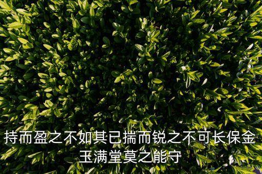 持而盈之不如其已揣而銳之不可長保金玉滿堂莫之能守
