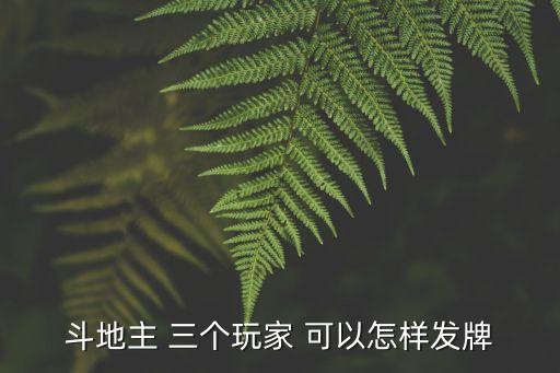 斗地主 三個玩家 可以怎樣發牌
