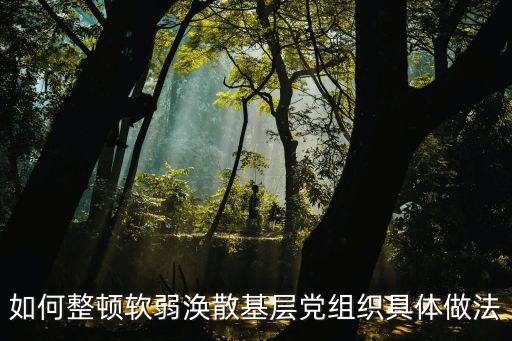 如何整頓軟弱渙散基層黨組織具體做法