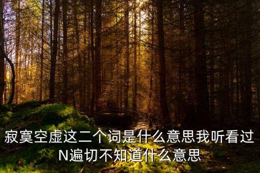 寂寞空虛這二個(gè)詞是什么意思我聽看過N遍切不知道什么意思