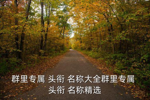 群里專屬 頭銜 名稱大全群里專屬 頭銜 名稱精選