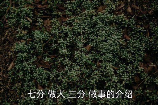  七分 做人 三分 做事的介紹