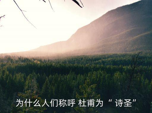 為什么人們稱呼 杜甫為“ 詩圣”