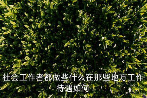 社會工作者都做些什么在那些地方工作待遇如何