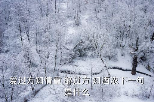 醉過知酒濃,愛是一種感覺，即使痛苦也會覺得幸福