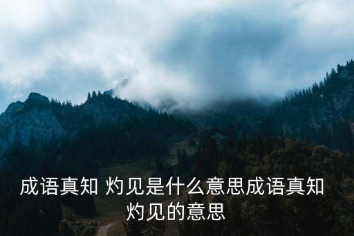 灼見的意思,真知灼見四個關鍵詞