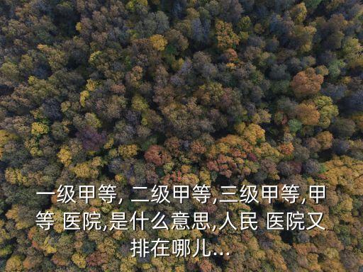 什么是二級醫院,醫院分為三個等級優于一乙基二甲基醫院