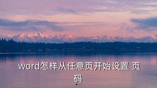 word頁碼從任意頁開始,如何在任意頁面設(shè)置頁碼?