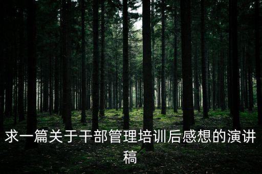 求一篇關于干部管理培訓后感想的演講稿