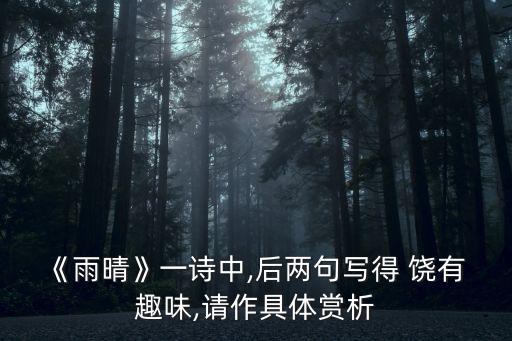 《雨晴》一詩(shī)中,后兩句寫得 饒有 趣味,請(qǐng)作具體賞析