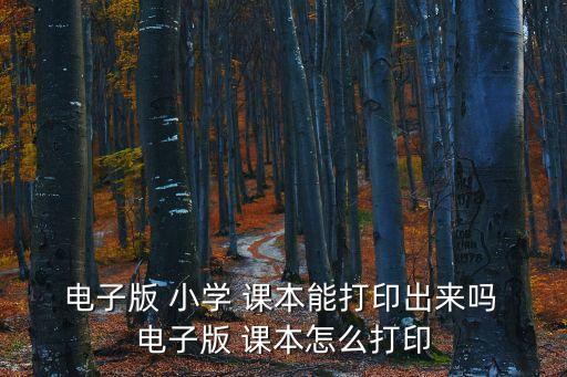  電子版 小學 課本能打印出來嗎 電子版 課本怎么打印