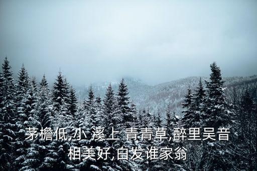 茅檐低,小 溪上 青青草,醉里吳音相美好,白發誰家翁