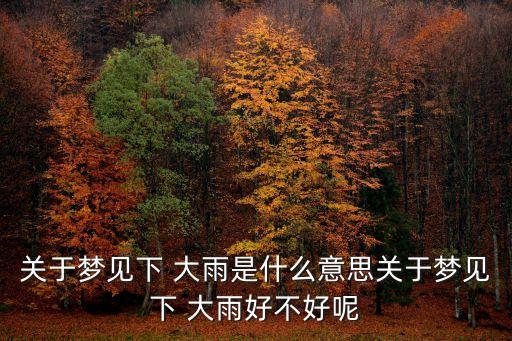 關于夢見下 大雨是什么意思關于夢見下 大雨好不好呢