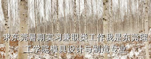 求東莞暑期實習兼職類工作我是東莞理工學院模具設計與制造專業