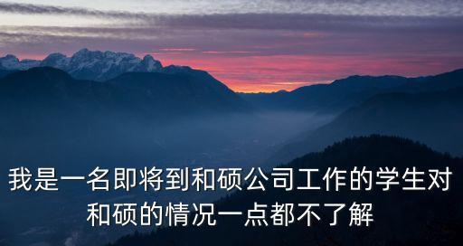 我是一名即將到和碩公司工作的學生對和碩的情況一點都不了解