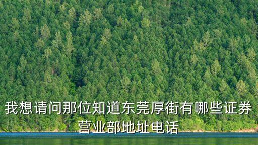 我想請問那位知道東莞厚街有哪些證券營業部地址電話