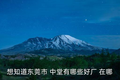東莞中堂中發電子廠，想知道東莞市 中堂有哪些好廠 在哪