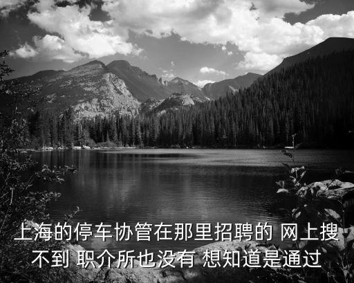 上海的停車協管在那里招聘的 網上搜不到 職介所也沒有 想知道是通過