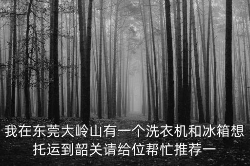 東莞系留熱氣球，我在東莞大嶺山有一個洗衣機和冰箱想托運到韶關請給位幫忙推薦一