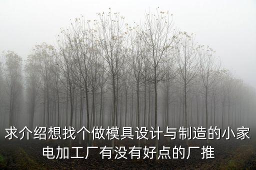 求介紹想找個(gè)做模具設(shè)計(jì)與制造的小家電加工廠有沒(méi)有好點(diǎn)的廠推
