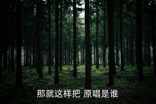 那就這樣吧原唱，那就這樣把 原唱是誰