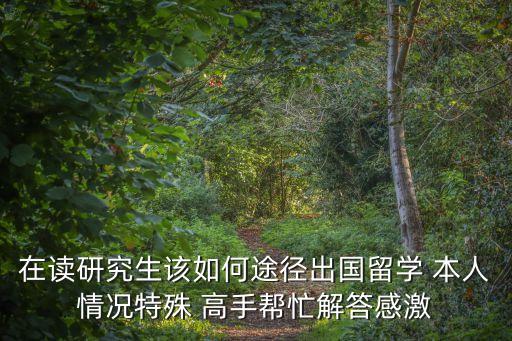 出國留學讀研究生，在讀研究生該如何途徑出國留學 本人情況特殊 高手幫忙解答感激