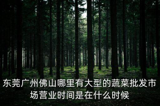 東莞廣州佛山哪里有大型的蔬菜批發(fā)市場營業(yè)時間是在什么時候